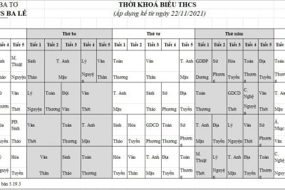 Thời khóa biểu cấp THCS HKI năm học 2021-2022 (Từ ngày 22/11/2021)
